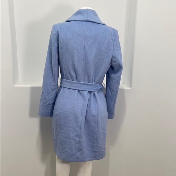 Cole Haan  Signature Women’s Belted Wrap Ice Blue Wool Pea Coat Size 12 NWT - Picture 3 of 12